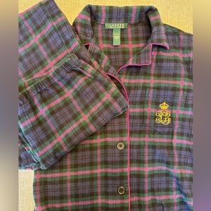 Lauren by Ralph Lauren Flannel Plaid Pajama Set